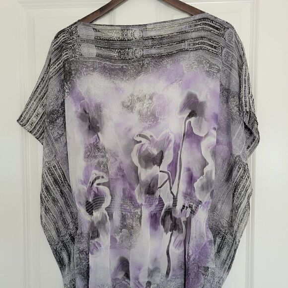 Chico's floral poncho 100% silk size 2 - Picture 4 of 6
